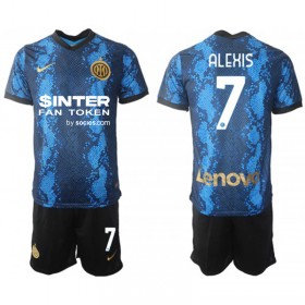 Fußballtrikots Inter Mailand Alexis Sanchez 7 Kinder 2021-2022 Kurzarm Heimtrikotsatz kaufen 
